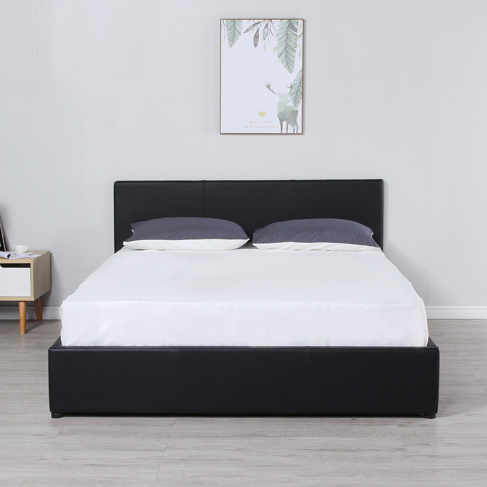 Milano Luxury Gas Lift Bed Frame And Headboard Queen Black